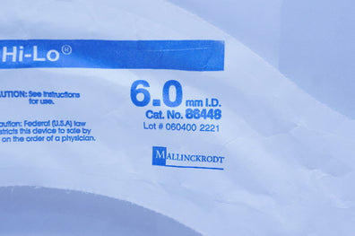 Mallinckrodt 86448 Intermediate Hi-Lo Tracheal Tube Cuffed 6.0mm